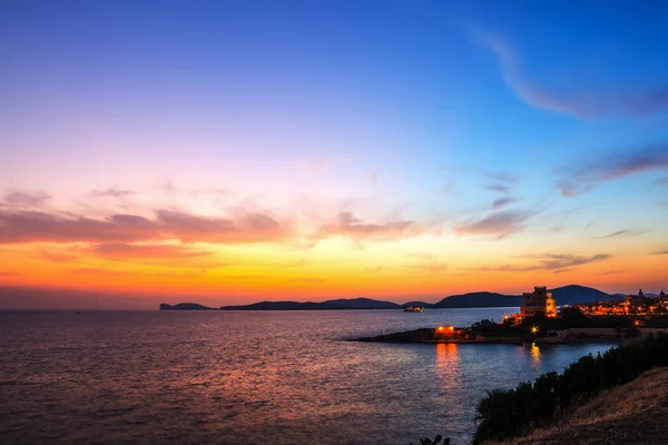 Colorful sunset in Alghero coastline — Stock Photo, Image