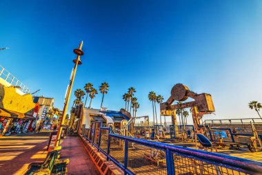 Güneşli bir gün batımında sahilde kas