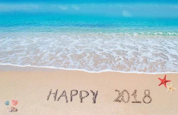 Happy 2018 in the sand — Stock Photo, Image