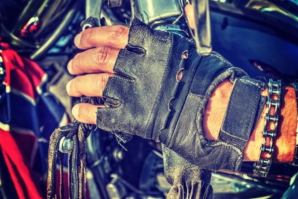 Close up of biker gloves — Stock Photo, Image