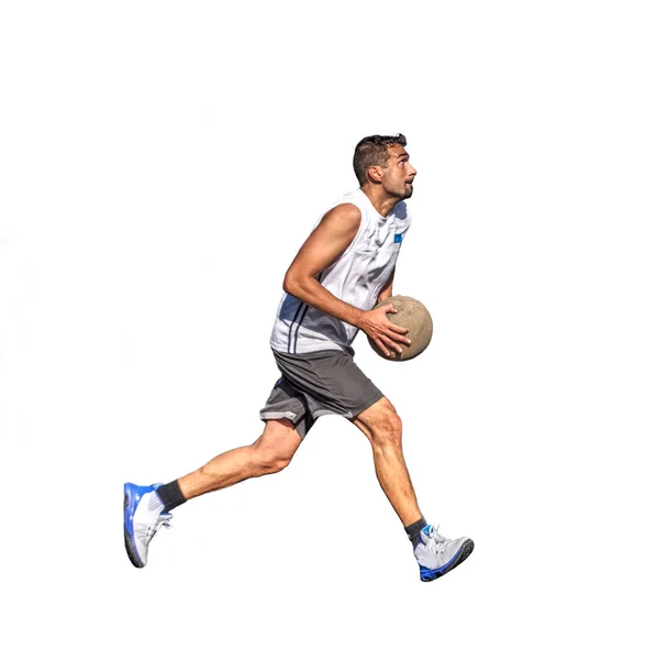 Jugador de baloncesto cargando el salto sobre blanco —  Fotos de Stock