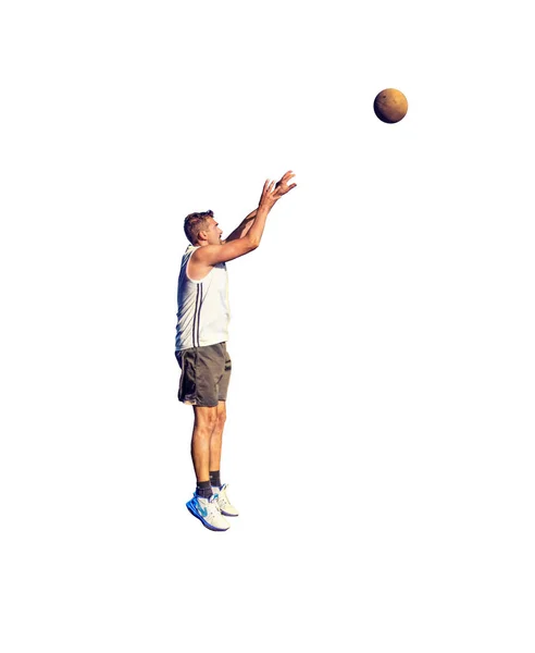 Joueur de basket-ball tiré sur blanc — Photo