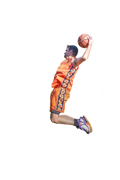 Left handed basketball player on white — Stock Photo, Image