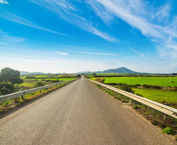 Blue sky over a country road in the springtime — Stock Photo, Image