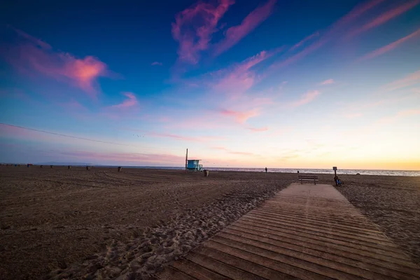 Colorful sunset in Santa Monica beach