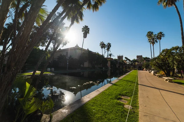 Rośliny i woda w Balboa park — Zdjęcie stockowe