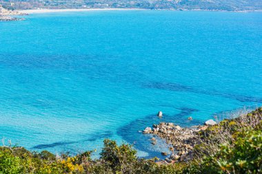Blue sea in Porto Giunco shore in Villasimius
