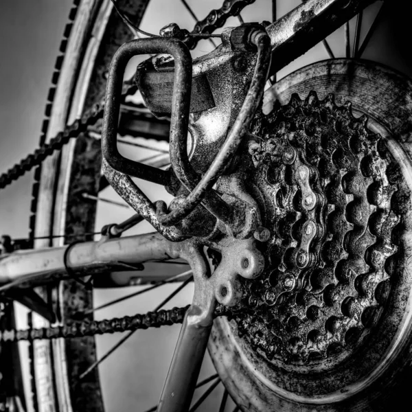 Górski rower tylnego koła w hdr — Zdjęcie stockowe