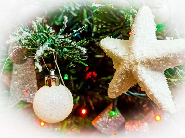 Decorações de Natal com uma vinheta branca — Fotografia de Stock