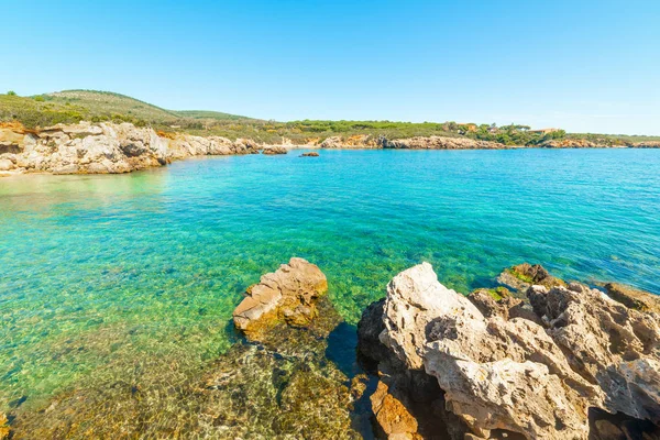 Rocks and blue sea in Alghero shore — 스톡 사진
