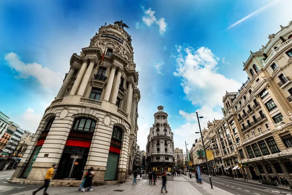 Исторические Здания Бульваре Гран Виа Центре Мадрида Испания — стоковое фото