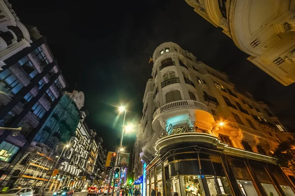 Madrid España Enero 2020 Vida Nocturna Bulevar Gran Vía Centro —  Fotos de Stock