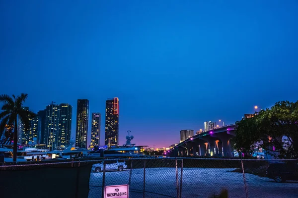 Clear sky over downtown Miami at night, USA