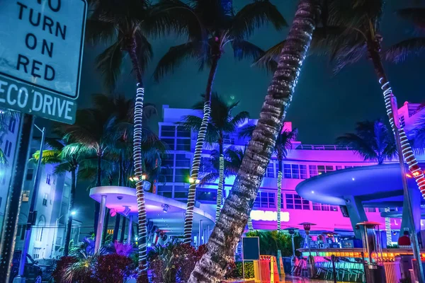 Noche Colorida Miami Beach Estados Unidos — Foto de Stock