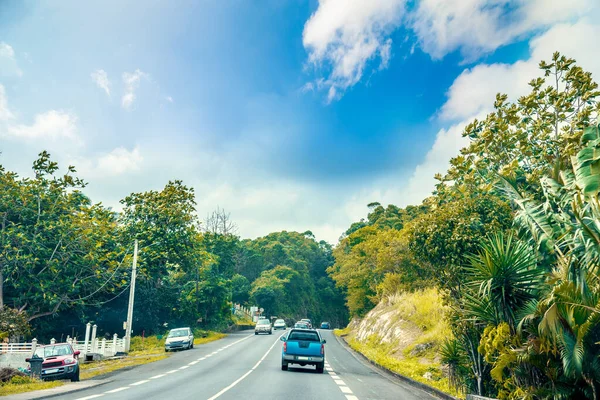 Landstraße Guadeloupe Einem Bewölkten Tag Karibik — Stockfoto