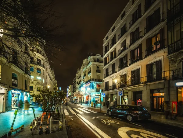 Innenstadt Von Madrid Einer Klaren Nacht Spanien — Stockfoto