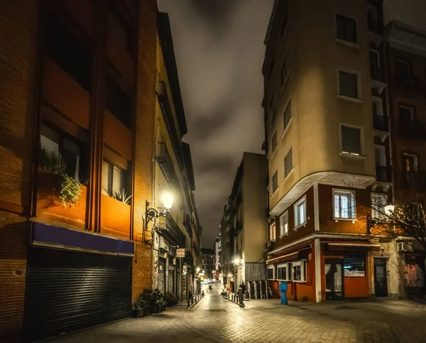 Pittoreska Gatan Madrid Natten Spanien — Stockfoto