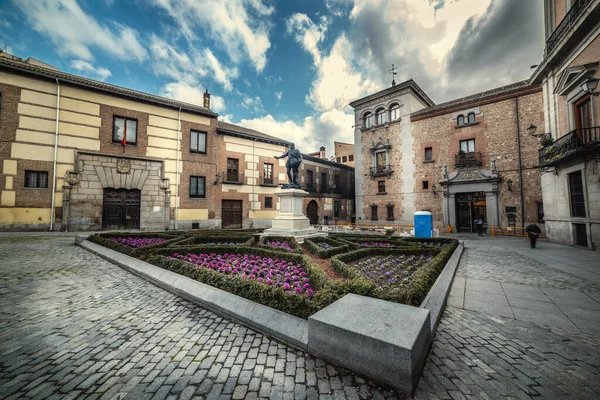 Céu Nublado Sobre Plaza Villa Madrid Espanha — Fotografia de Stock