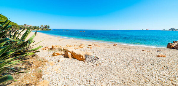 Pebbles in Santa Maria Navarrese beach. Sardinia, Italy