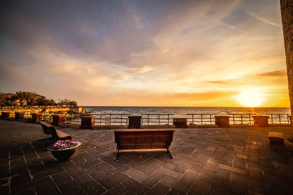 Kleurrijke Zonsondergang Alghero Kust Sardinië Italië — Stockfoto