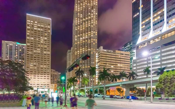Rascacielos Centro Miami Por Noche Florida Estados Unidos — Foto de Stock