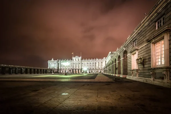 Palácio Real Madrid Noite Espanha — Fotografia de Stock