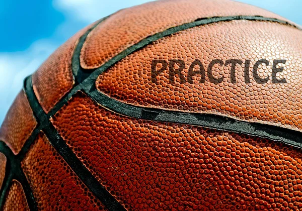 Practice Written Orange Basketball Blue Sky — Stock Photo, Image