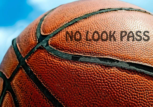 Look Pass Written Orange Basketball Blue Sky — Stock Photo, Image