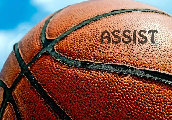 Assist Written Orange Basketball Blue Sky — Stock Photo, Image