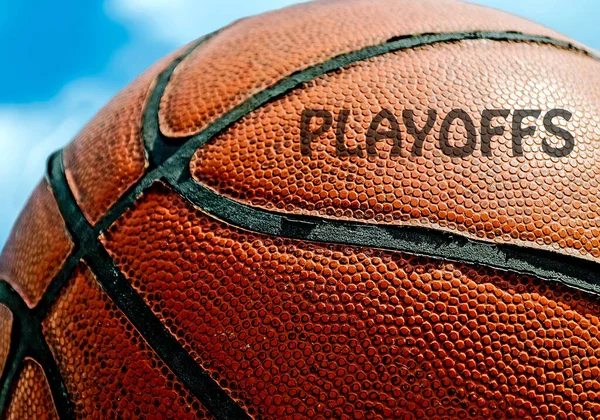 Playoffs Written Orange Basketball Blue Sky — Stock Photo, Image