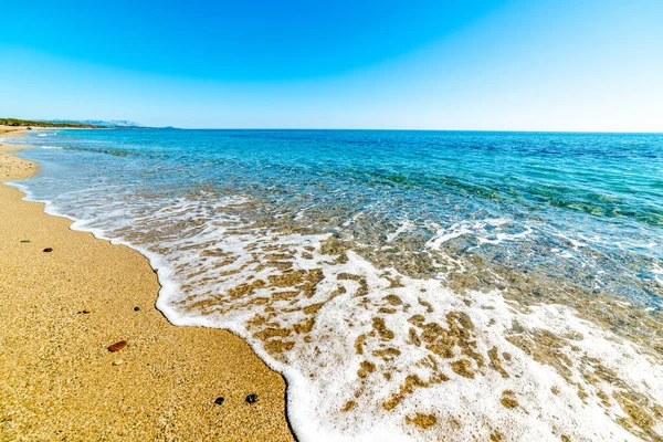 Areia Dourada Mar Azul Praia Perdepera Sardenha Itália — Fotografia de Stock