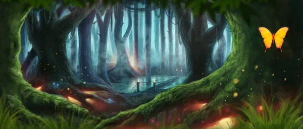 Fantezi orman illüstrasyon