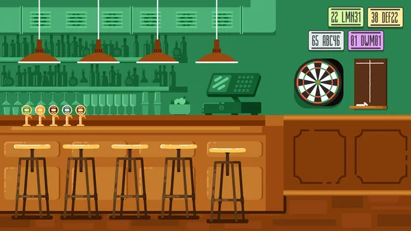 Bar Restaurant met counter in vlakke stijl. — Stockvector