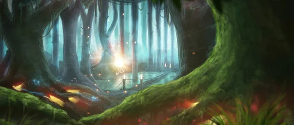 Fantezi orman illüstrasyon