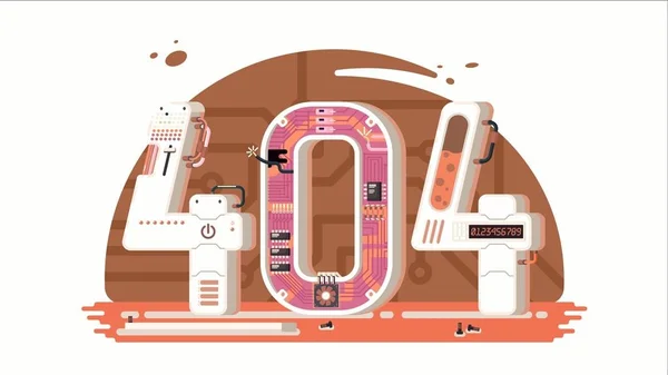 Sayfa Hata 404 vektör konseptiyle robotlar ve makine bulunamadı.