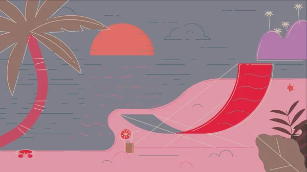 Plaj Yaz Vektörü İllüstrasyonu