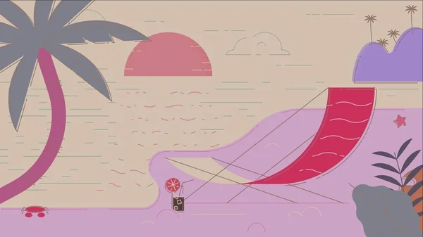 Plaj Yaz Vektörü İllüstrasyonu