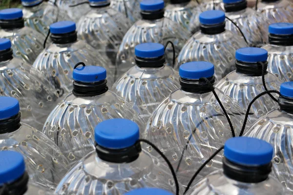 Row Plastic bottles — Stock Photo, Image