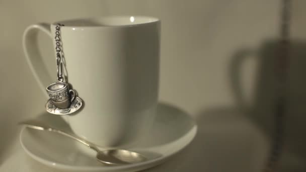 在一只大杯子泡茶 — 图库视频影像