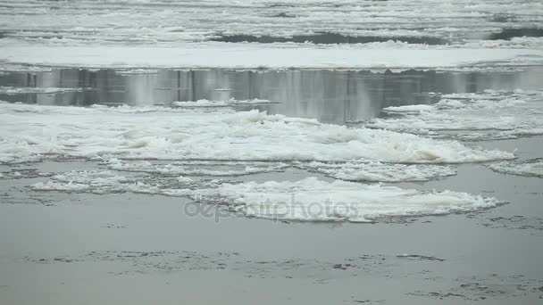 Flotando de hielo en el río — Vídeos de Stock