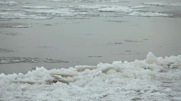 Flotando de hielo en el río comienza la primavera — Vídeo de stock