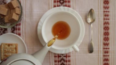 ek yükü vurdu bir fincan içine çay dökün  