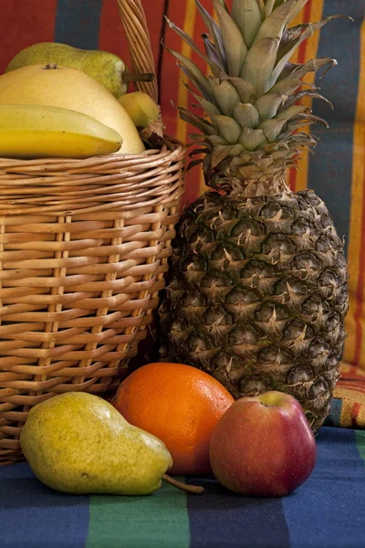 Basket full fruit abundance — Stock Photo, Image