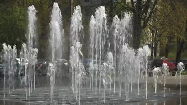 Strumienie wody pionowej fontanny — Wideo stockowe