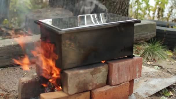 Räucherei, heiß geräucherter Fisch — Stockvideo