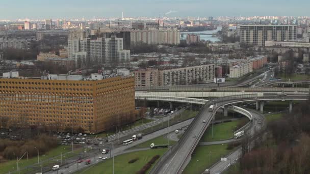 Στον Ορίζοντα Της Πόλης Αγία Πετρούπολη Ώρα Λήξη Εναέρια Άποψη — Αρχείο Βίντεο