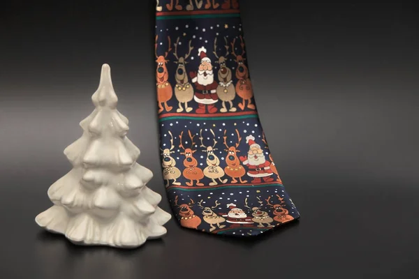 Zijden stropdas Kerstman, witte spar — Stockfoto