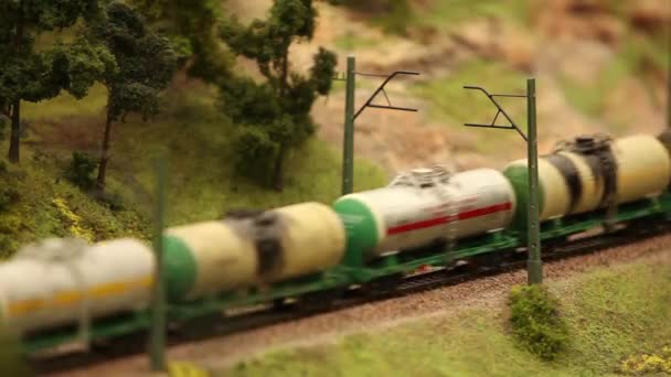 Trasporti Oil Railway Miniatura Vagone Cisterna Ferroviaria Con Olio Benzina — Video Stock