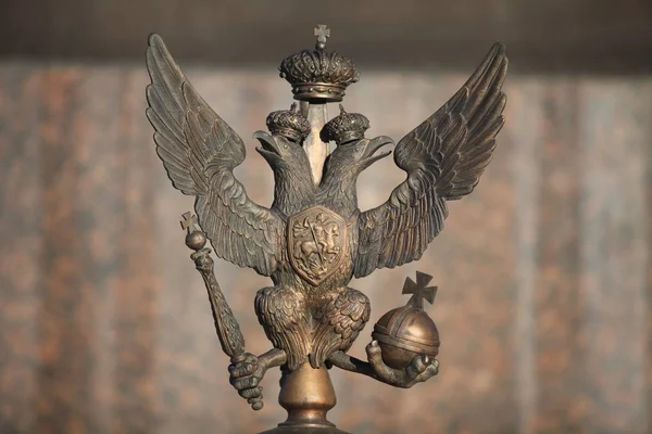 Bronze Double Headed Eagle Emblem Russia — Stock Photo, Image