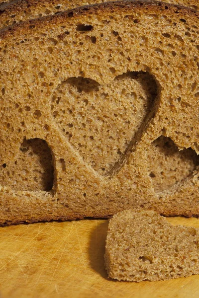 Hearts made of rye bread — Stock Photo, Image